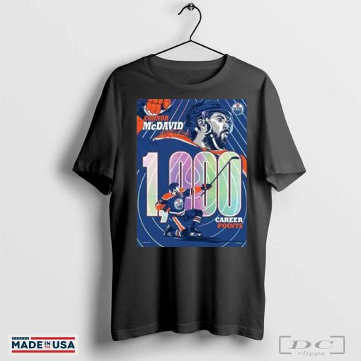 Connor McDavid Edmonton Oilers 1,000 Career NHL Points Milestone Shirt