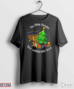 In this house we celebrate love teacher Christmas shirt