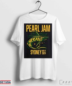 Pearl Jam Event Tee For Sydney Australia Night 1 At Engie Stadium On November 21 2024 Warrane Shark Art Two Sides Unisex T-Shirt