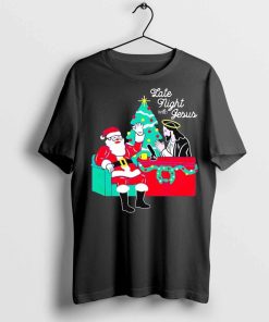 Santa late night with Jesus shirt