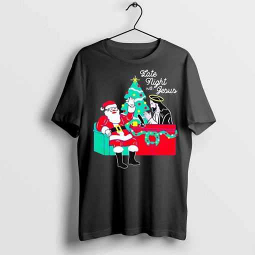 Santa late night with Jesus shirt