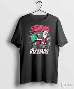 Skibidi Rizzmas Santa Clause Skating Board Xmas T-Shirts