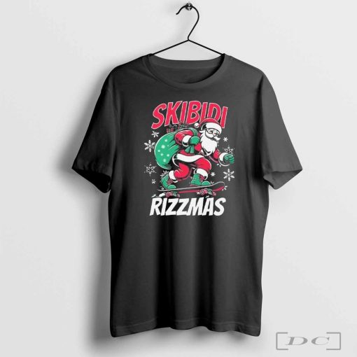 Skibidi Rizzmas Santa Clause Skating Board Xmas T-Shirts