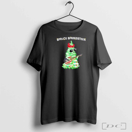 Spruce Springsteen Christmas Tree playing guitar shirt