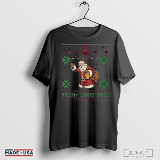 Ugly Christmas Sweater Santa Merry Christmas Long Sleeve T-Shirt