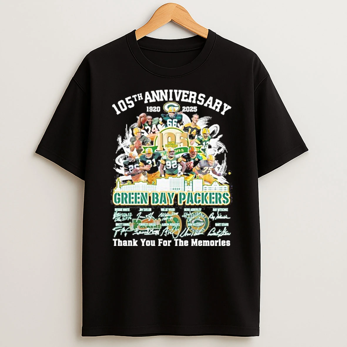 105th Anniversary 1920 2025 Green Bay Packers Teams Signatures Tshirt Hoodie
