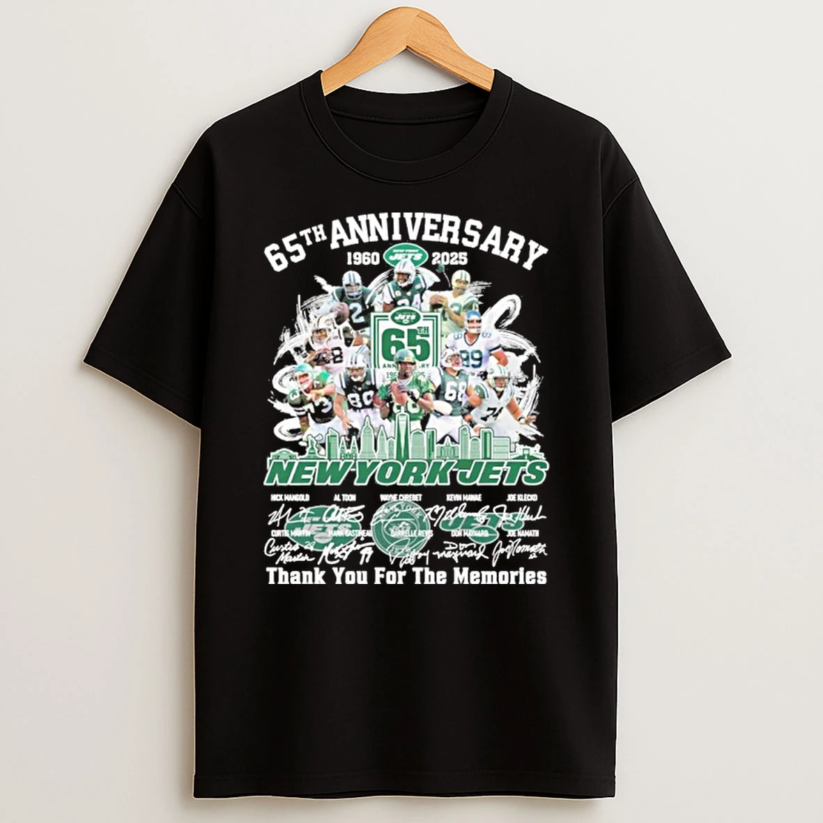 65th Anniversary 1960 2025 New York Jets Team Signatures Tshirt Hoodie
