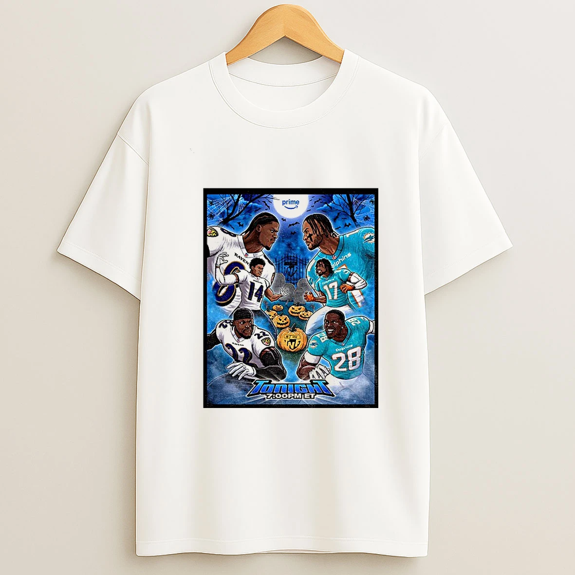 Baltimore Ravens Vs Miami Dolphins Nfl Football Rip Halloween 2025 Tshirt Hoodie