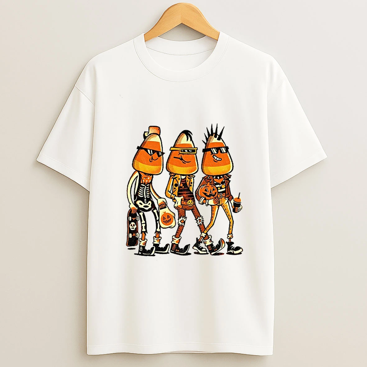 Candy Corn Punk Rock Pumpkin Halloween Tshirt Hoodie