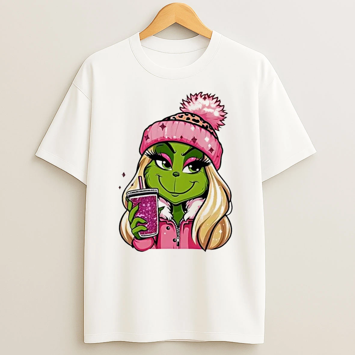 Christmas Pink Grinch Girl Milktea 2025 Tshirt Hoodie