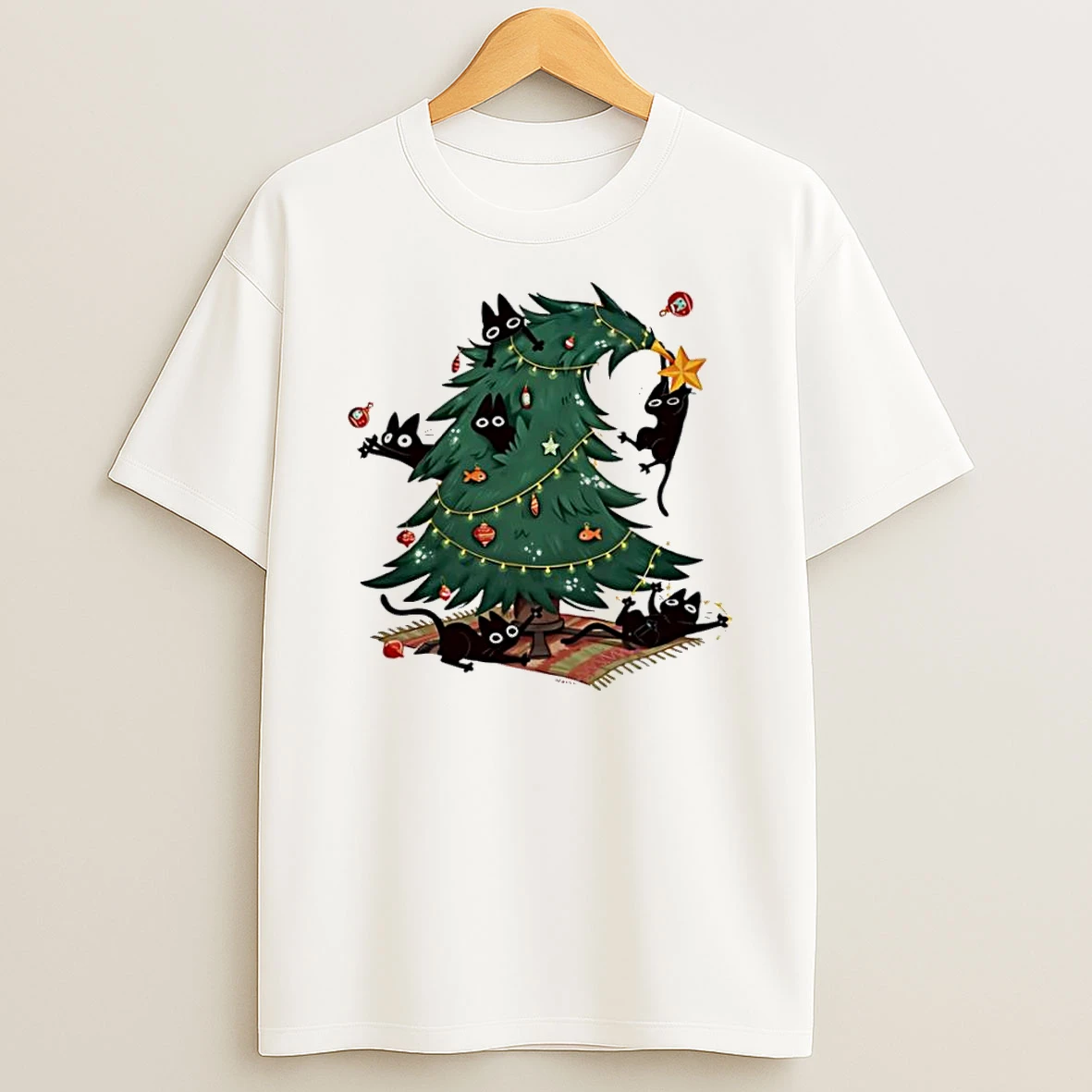 Christmas Tree And Cats Cute 2025 Tshirt Hoodie