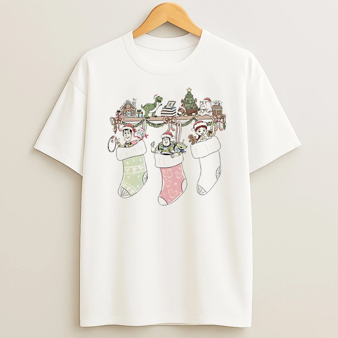 Disney Pixar Toy Story Group Stockings Christmas Tshirt Hoodie