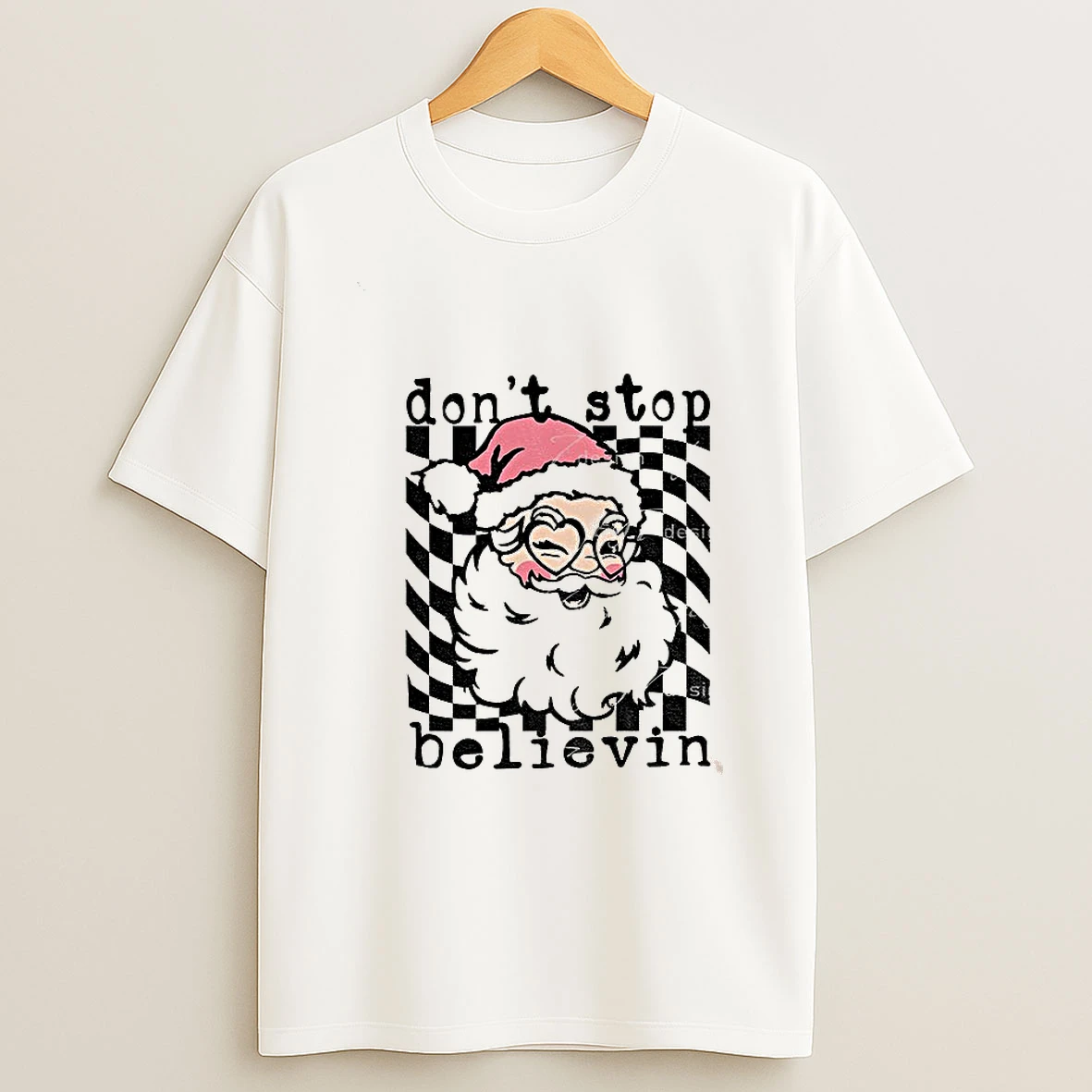 Dont Stop Believin Retro Santa Christmas Tshirt Hoodie