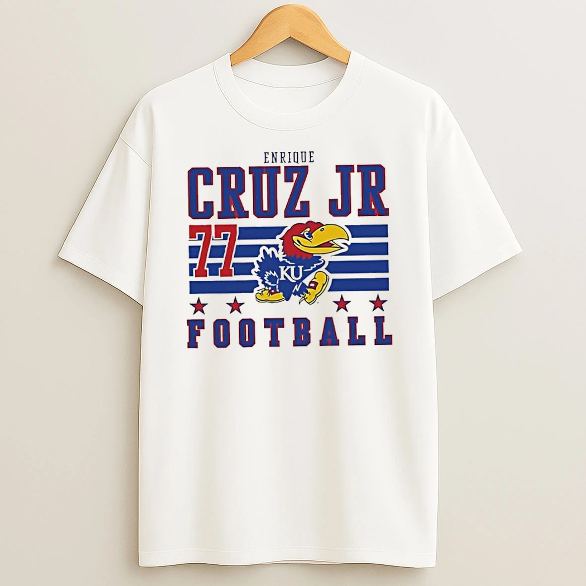 Enrique Cruz Jr Kansas Jayhawks White Football Tshirt Hoodie