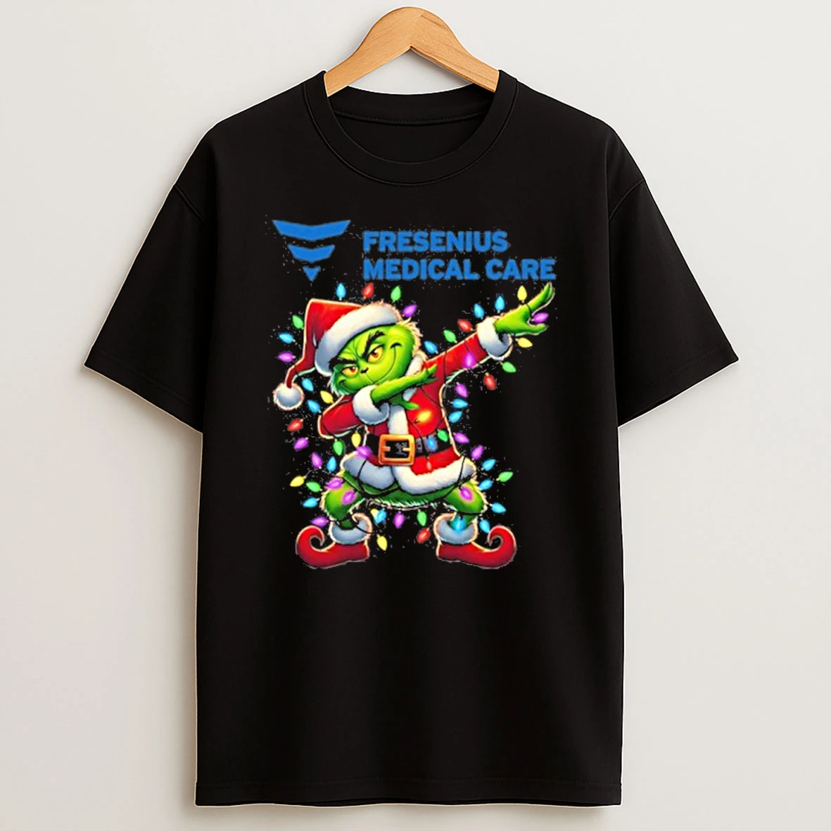 Fresenius Medical Care Logo X Grinch Dabbing Light Christmas Tshirt Hoodie
