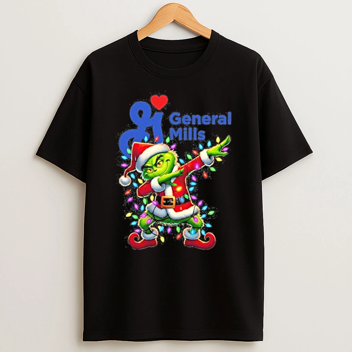 General Mills Logo X Grinch Dabbing Light Christmas Tshirt Hoodie