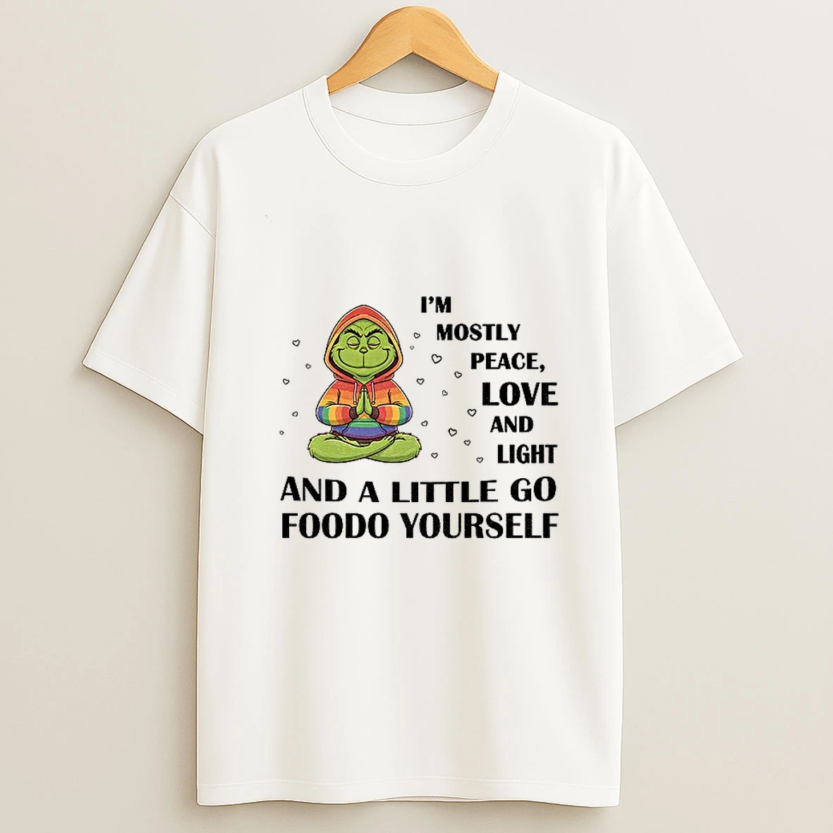 Grinch Im Mostly Peace Love And Light And A Little Go Foodo Yourself Lgbt Tshirt Hoodie