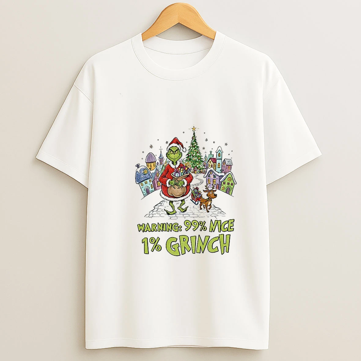 Grinch And Max Warning 99 Nice 1 Grinch Merry Christmas Tshirt Hoodie
