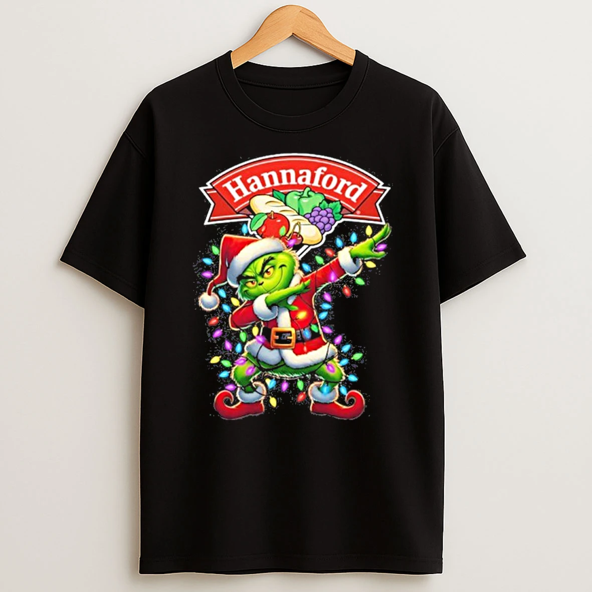 Hannaford Supermarkets Logo X Grinch Dabbing Light Christmas Tshirt Hoodie