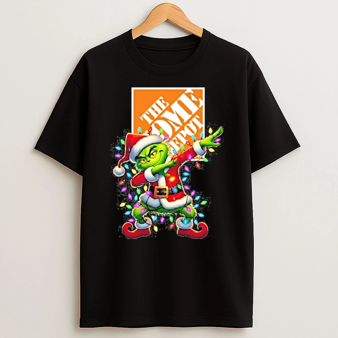 Home Depot Logo X Grinch Dabbing Light Christmas Tshirt Hoodie