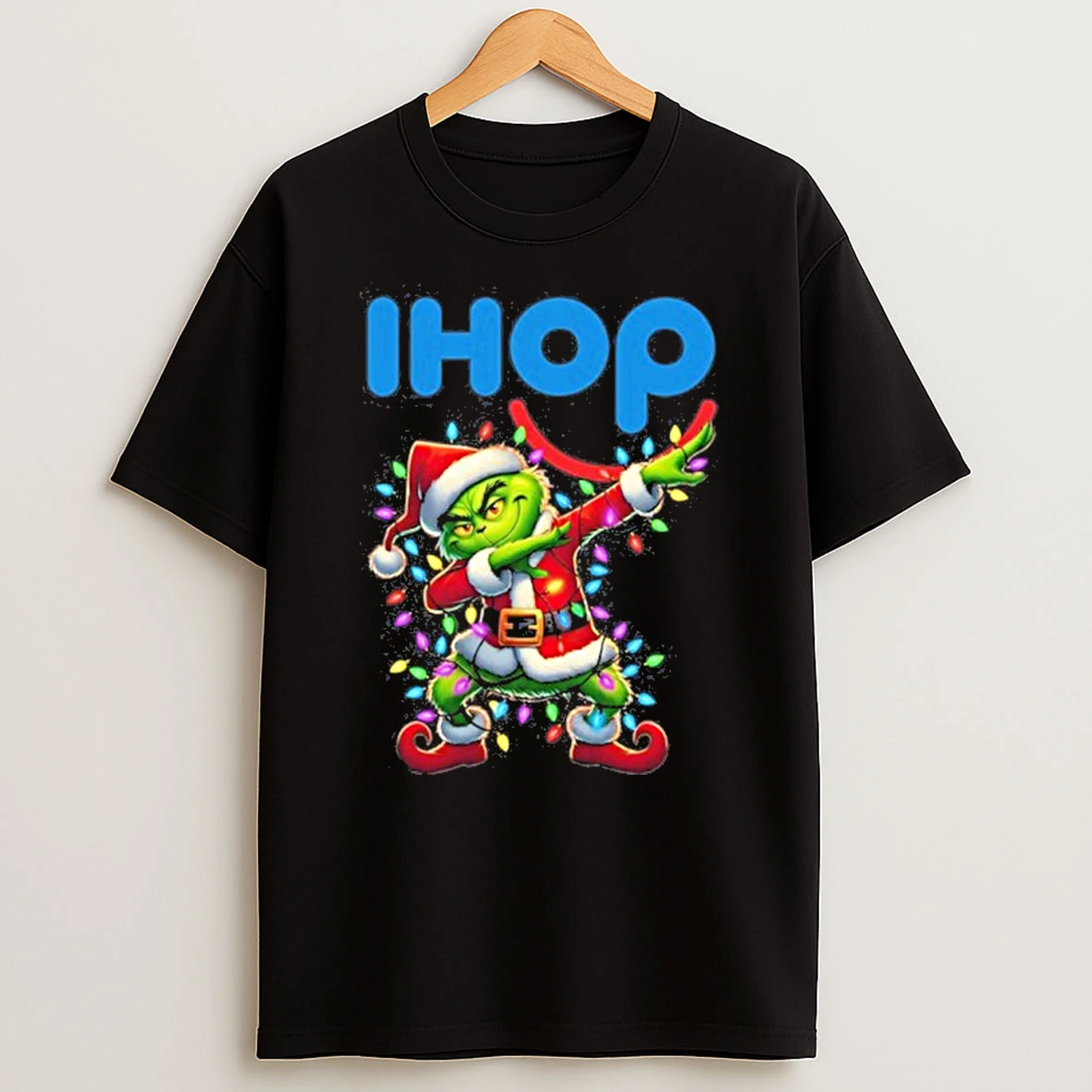 Ihop Logo X Grinch Dabbing Light Christmas Tshirt Hoodie