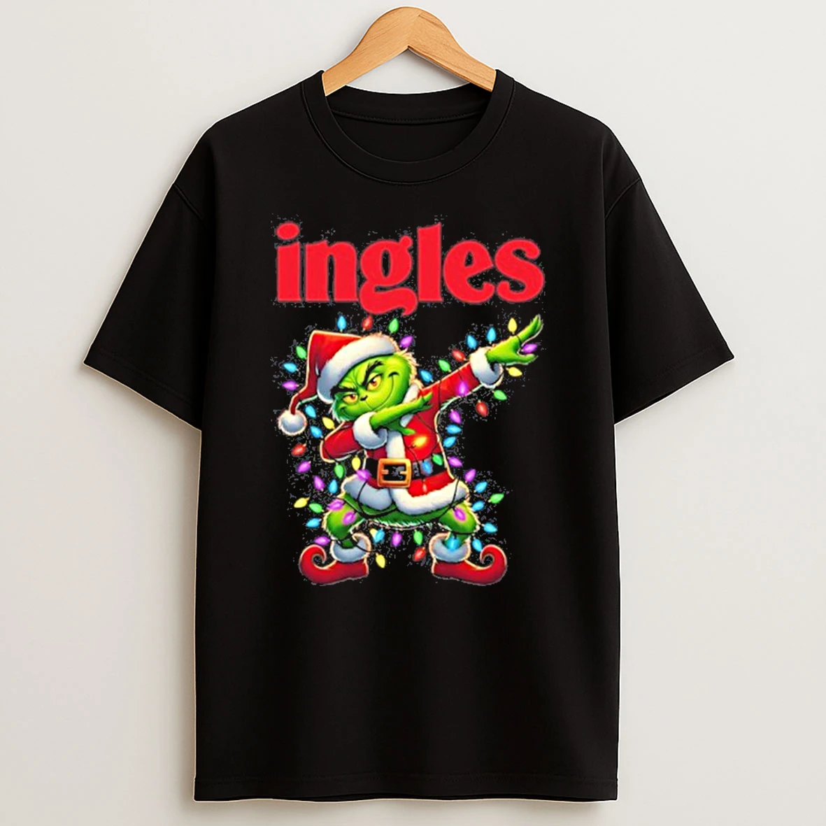 Ingles Logo X Grinch Dabbing Light Christmas Tshirt Hoodie