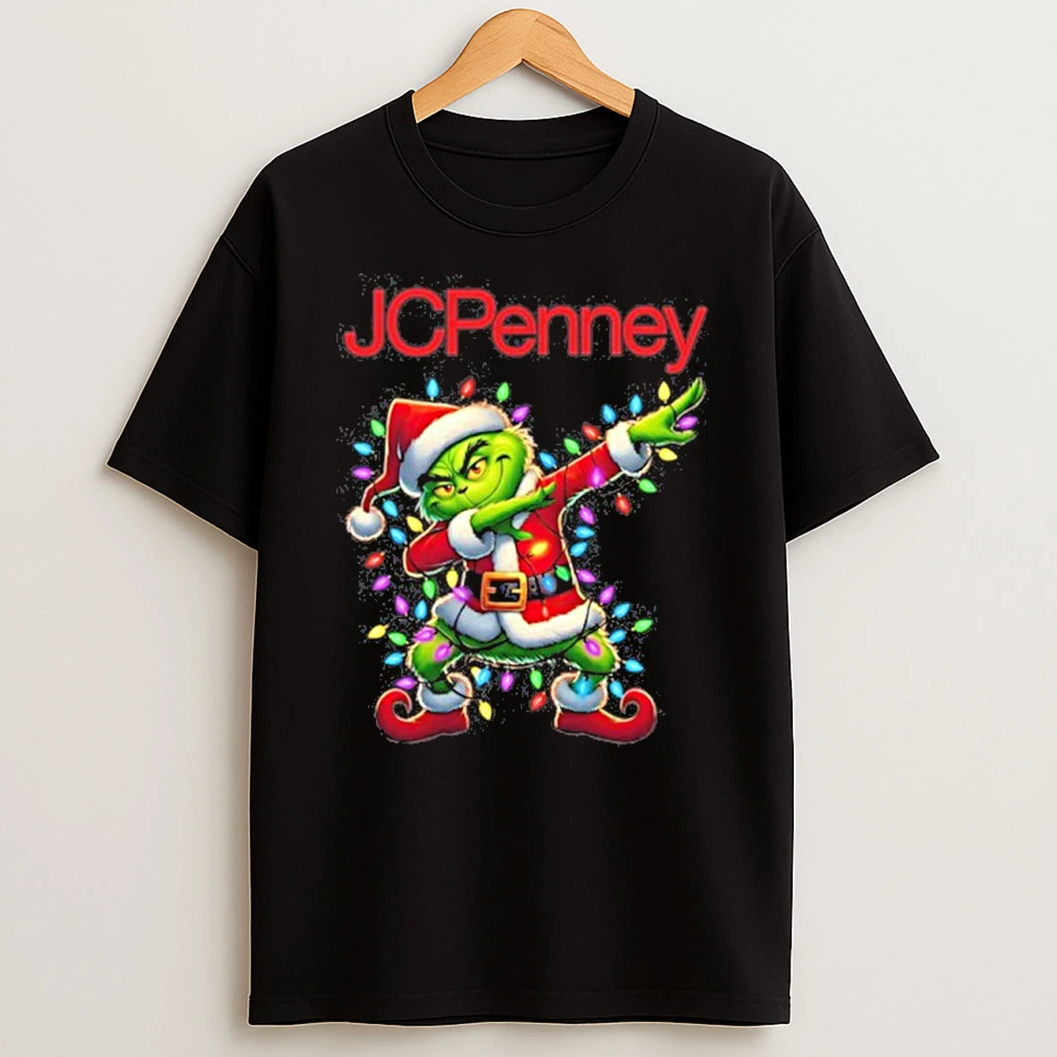 Jcpenney Logo X Grinch Dabbing Light Christmas Tshirt Hoodie