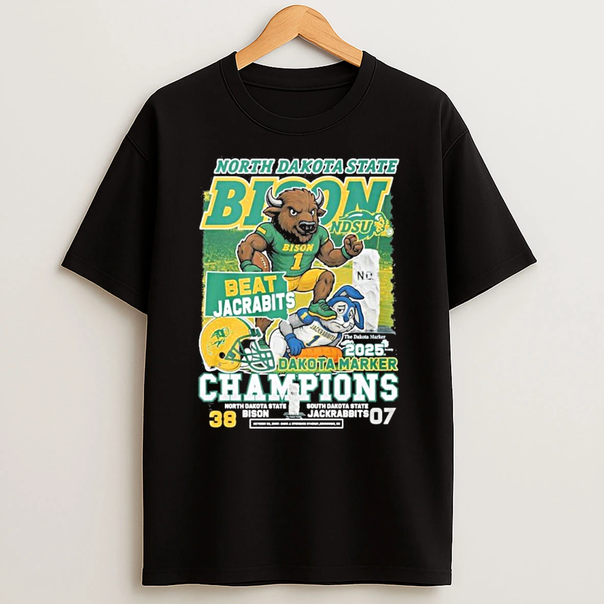 Ndsu Bison Mascot Beat Jackrabbits 2025 Dakota Marker Champions Tshirt Hoodie