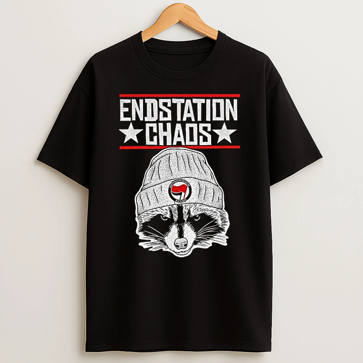 Raccoon Antifaschistische Aktion Logo Endstation Chaos Tshirt Hoodie