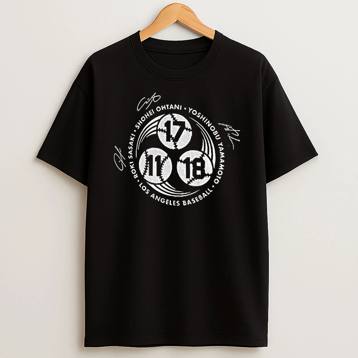 Shohei Ohtani Yoshinobu Yamamoto And Roki Sasaki Los Angeles Dodgers Baseball Signatures Tshirt Hoodie