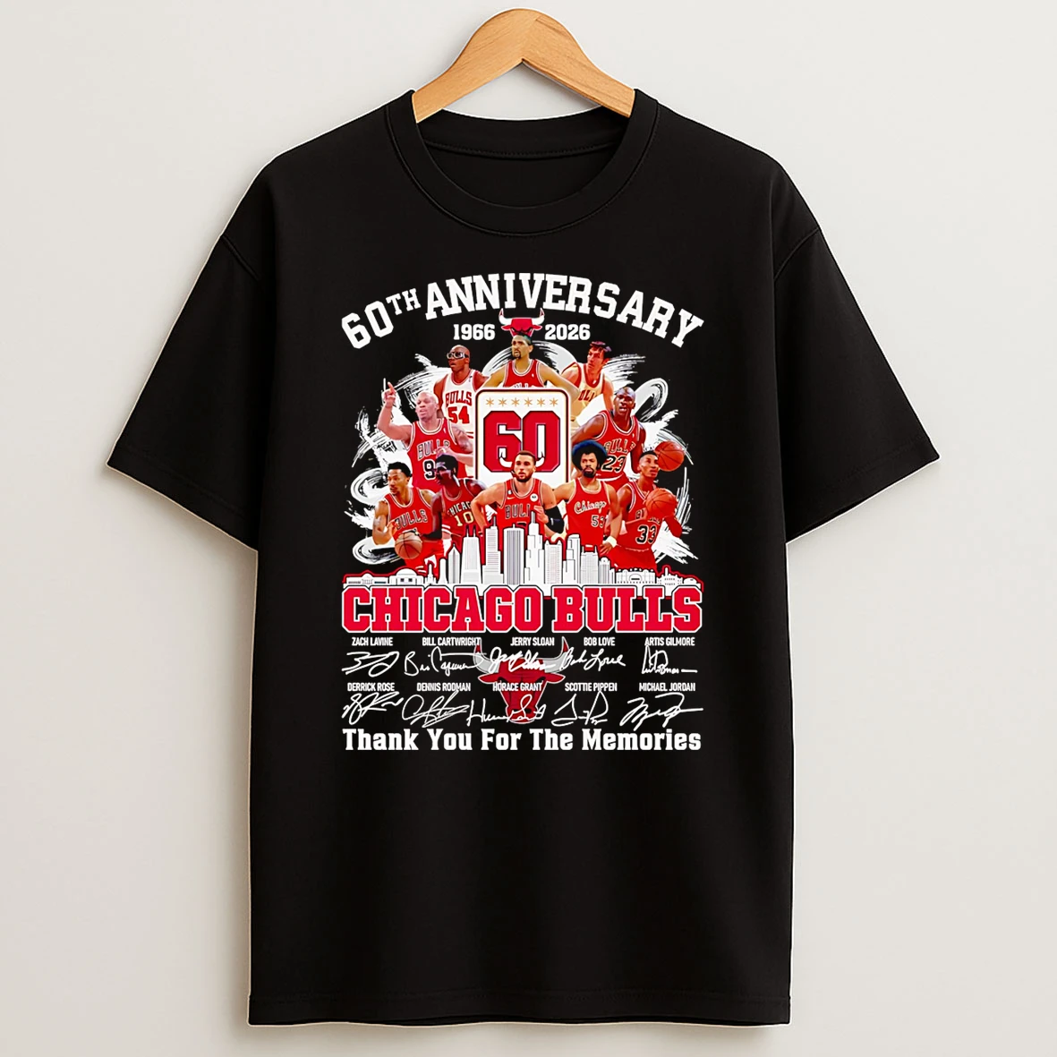 Skyline 60th Anniversary 1966 2026 Chicago Bulls Thank You For The Memories Tshirt Hoodie