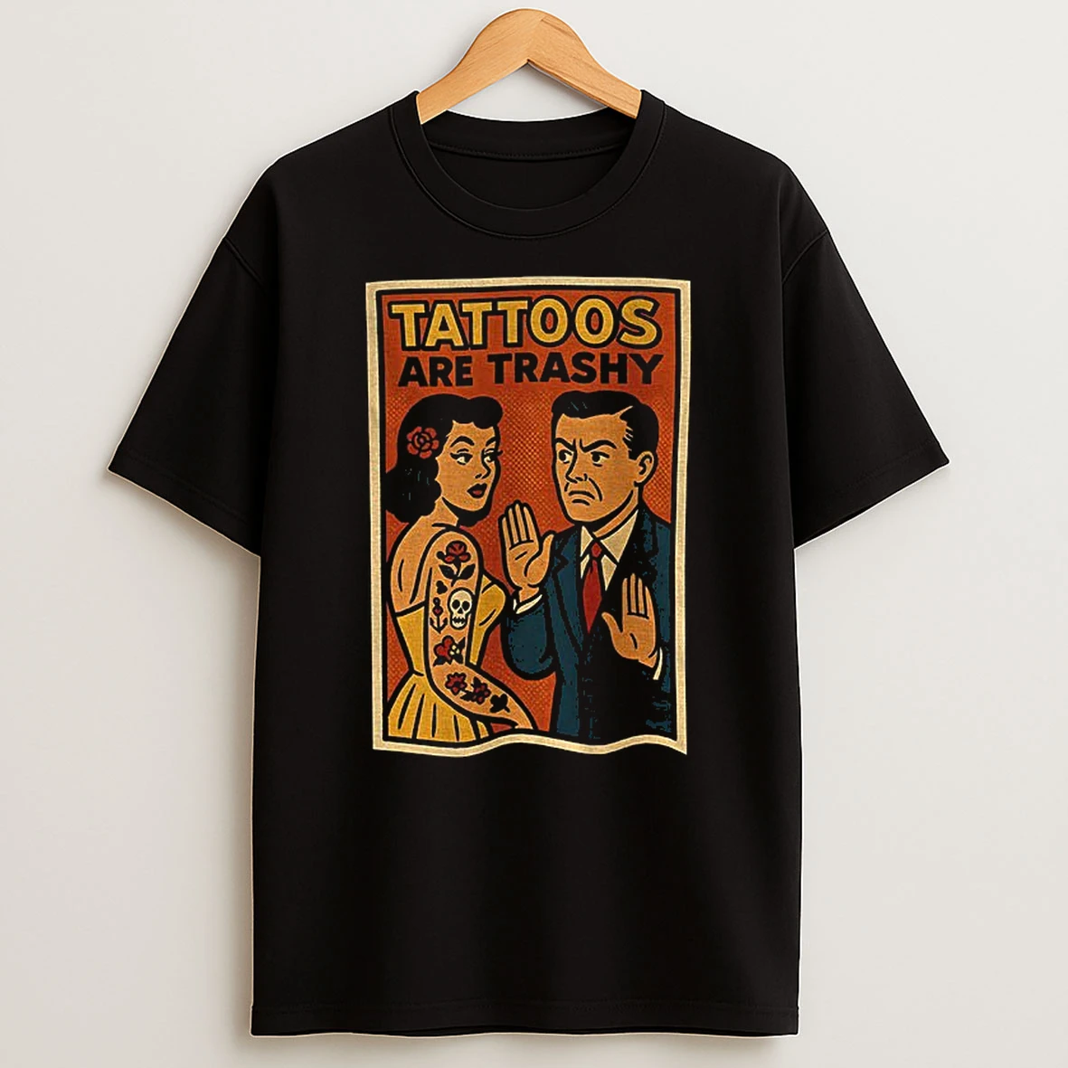 Tattoos Are Trashy Inked Humor Retro Comic Satire Tshirt Hoodie