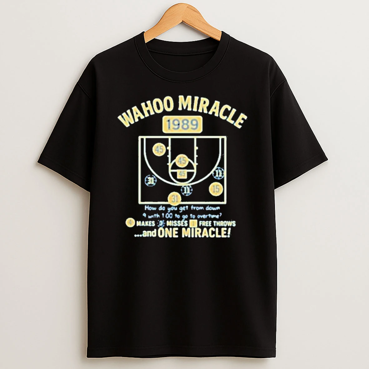 Wahoo Miracle 1989 4 Makes 3 Misses 1 Free Throws And One Miracle Tshirt Hoodie
