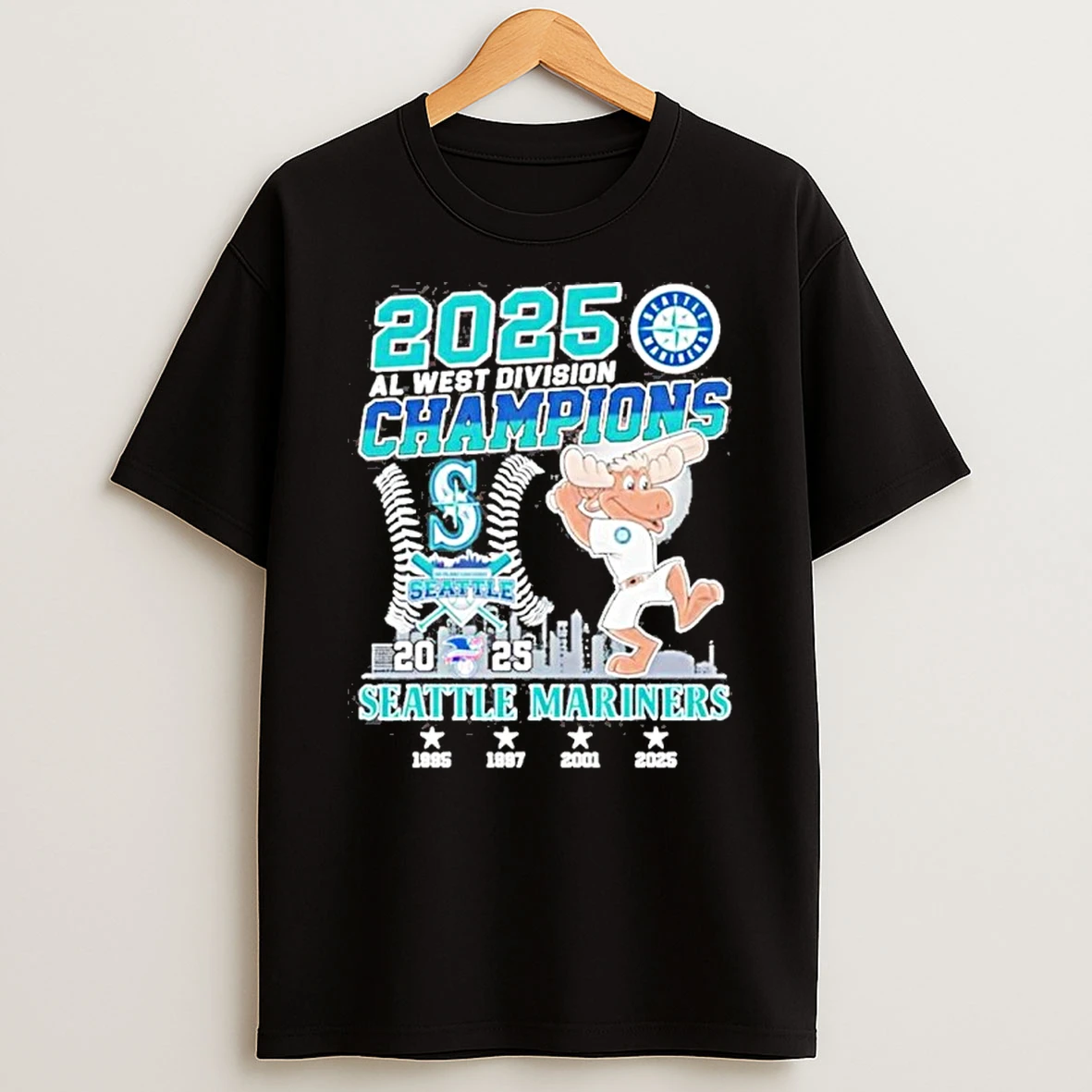 2025 Al West Division Champions Mascot Seattle Mariners Tshirt Hoodie
