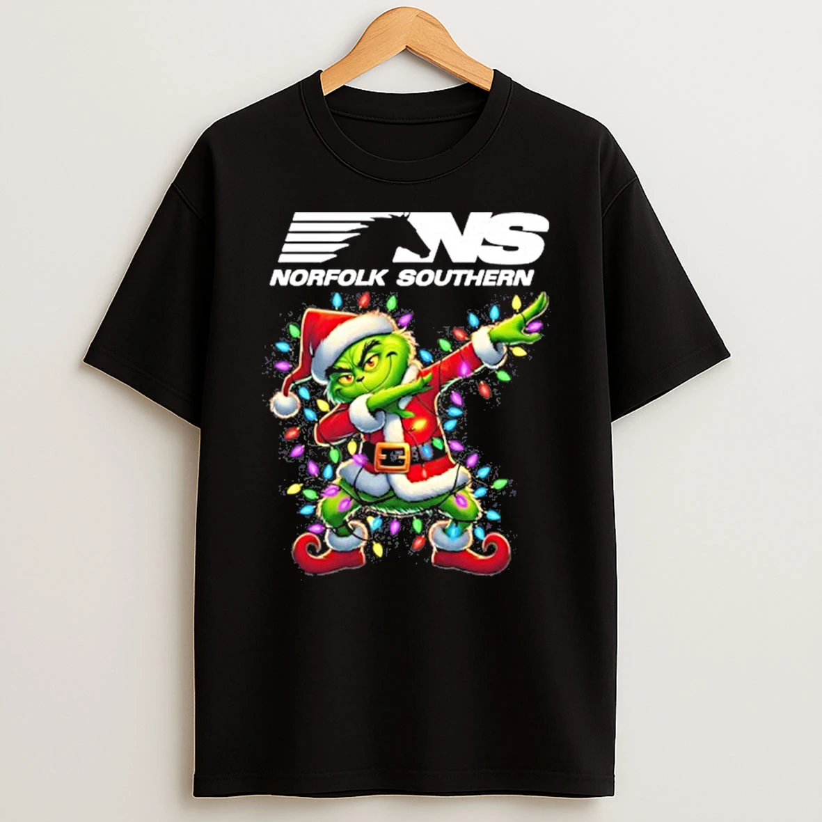 2025 Norfolk Southern Railway X Santa Grinch Dabbing Light Tshirt Hoodie