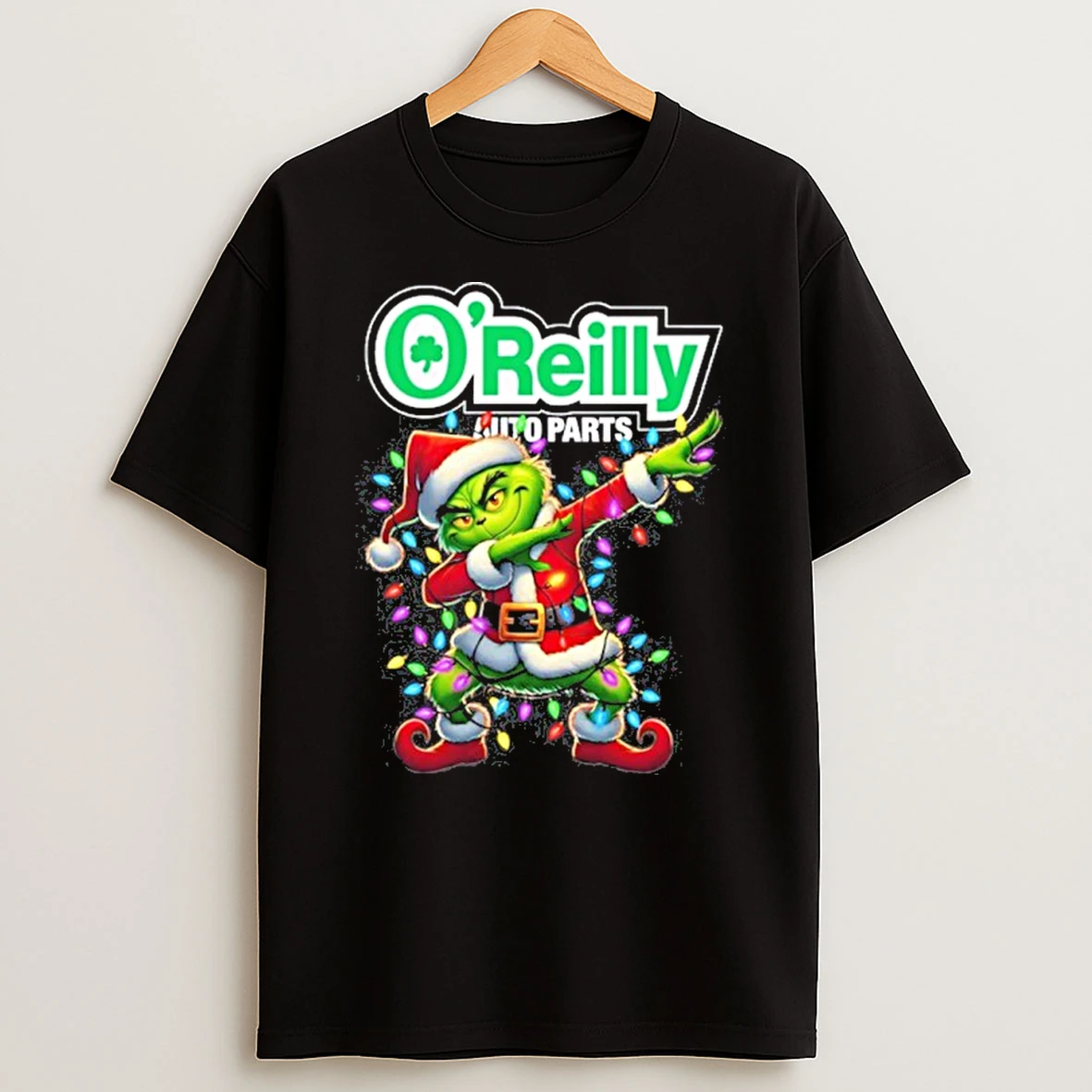 2025 Oreilly Auto Parts X Santa Grinch Dabbing Light Tshirt Hoodie