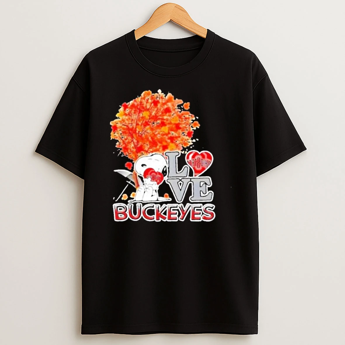 2025 Peanuts Snoopy Hug Heart I Love Ohio State Buckeyes Tshirt Hoodie