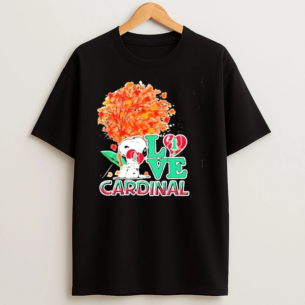2025 Peanuts Snoopy Hug Heart I Love Stanford Cardinal Tshirt Hoodie