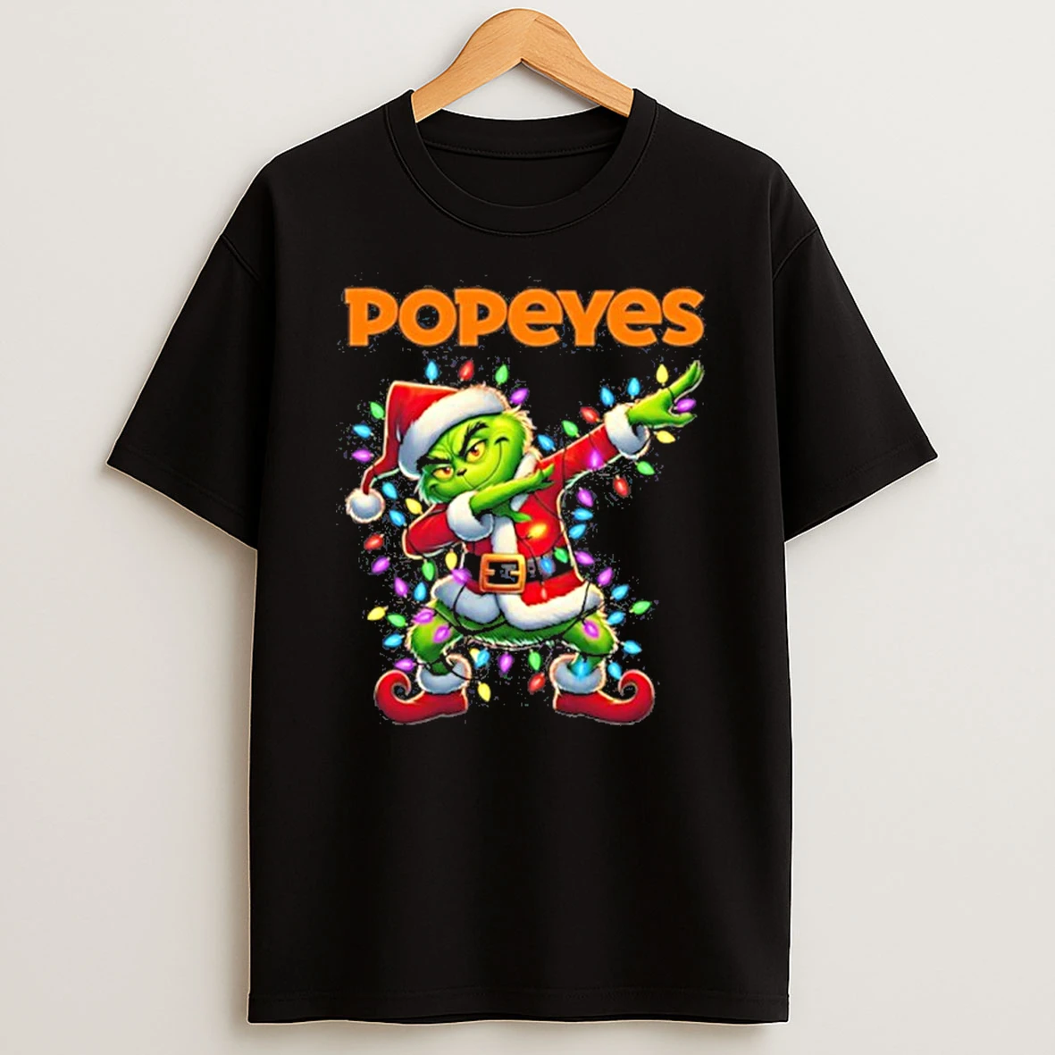 2025 Popeyes X Santa Grinch Dabbing Light Tshirt Hoodie