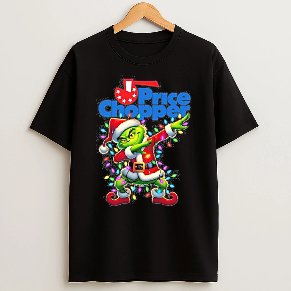 2025 Price Chopper X Santa Grinch Dabbing Light Tshirt Hoodie