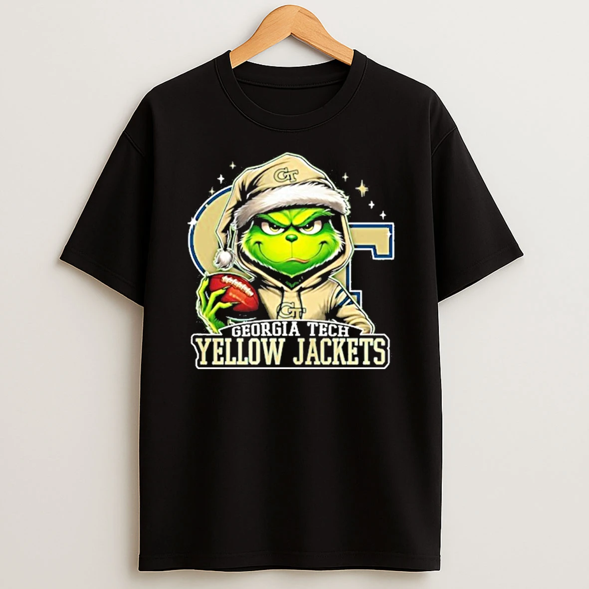 2025 Santa Grinch X Georgia Tech Yellow Jackets Logo Baseball Tshirt Hoodie