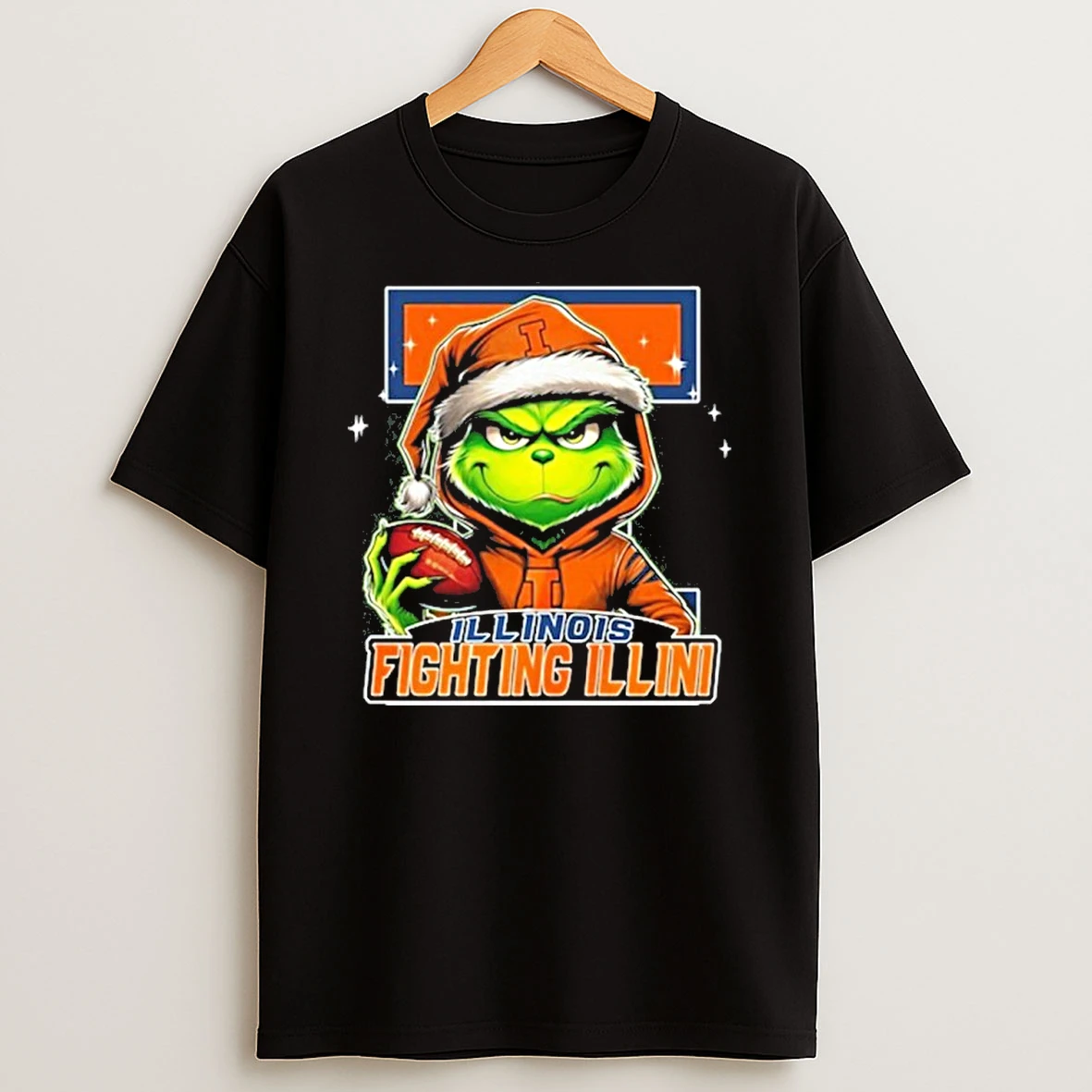 2025 Santa Grinch X Illinois Fighting Illini Logo Baseball Tshirt Hoodie