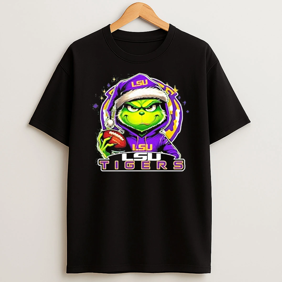 2025 Santa Grinch X Lsu Tigers Logo Baseball Tshirt Hoodie