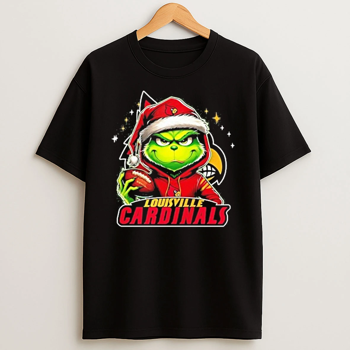 2025 Santa Grinch X Louisville Cardinals Logo Baseball Tshirt Hoodie