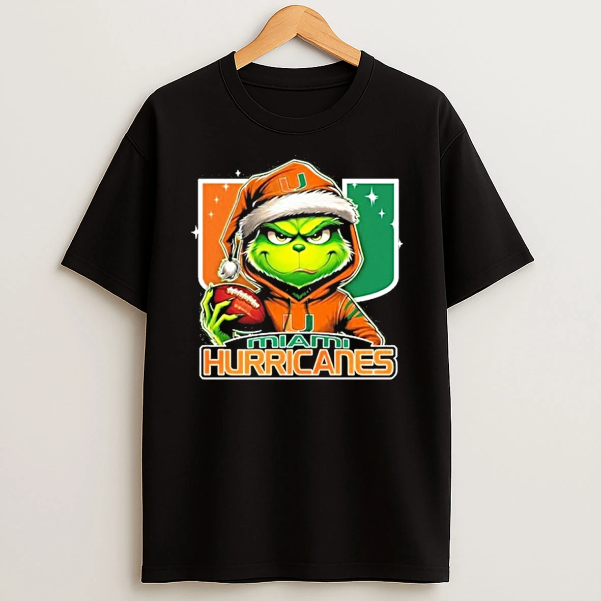 2025 Santa Grinch X Miami Hurricanes Logo Baseball Tshirt Hoodie