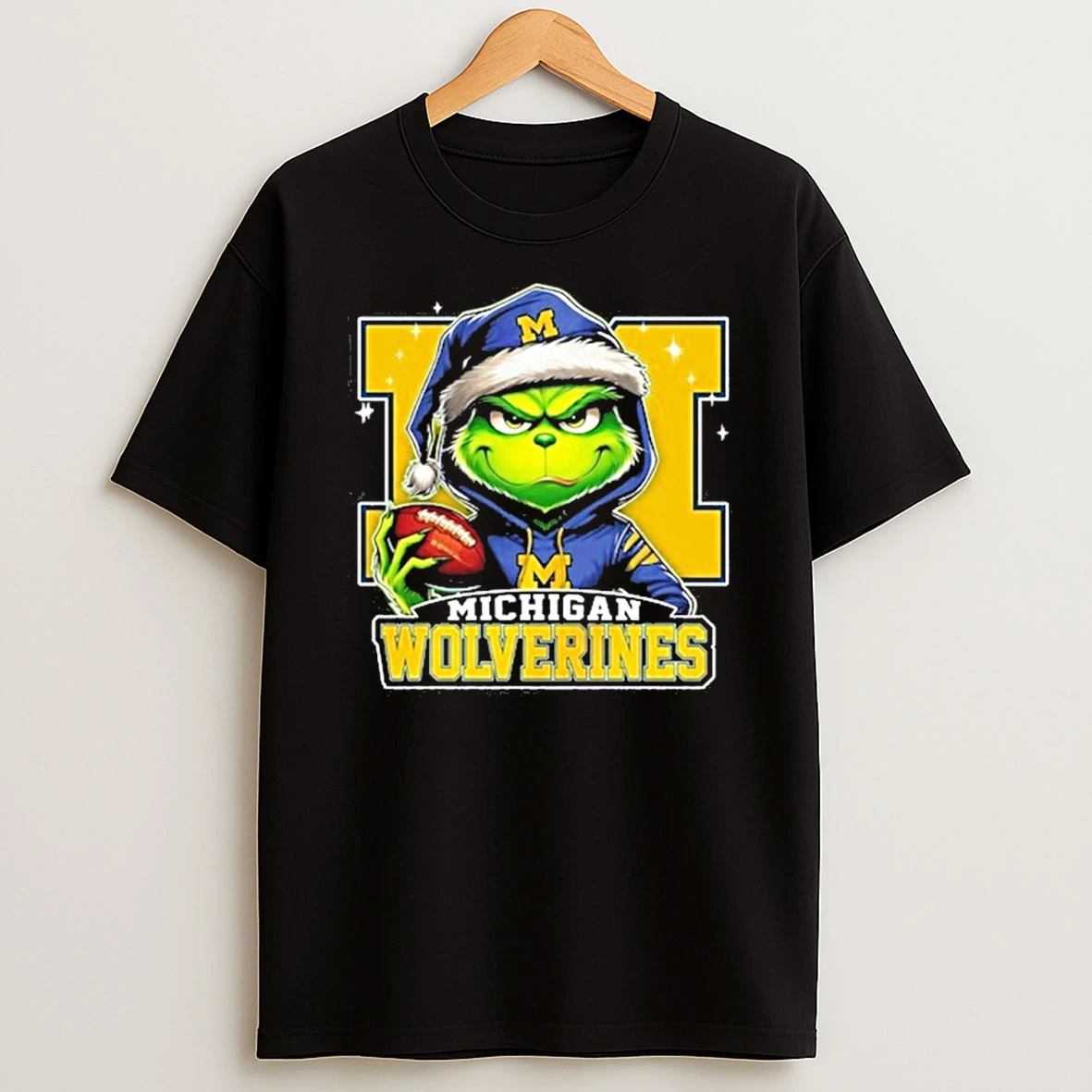 2025 Santa Grinch X Michigan Wolverines Logo Baseball Tshirt Hoodie
