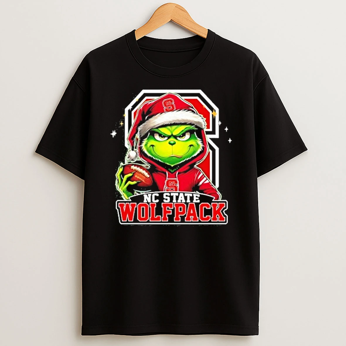 2025 Santa Grinch X Nc State Wolfpack Logo Baseball Tshirt Hoodie