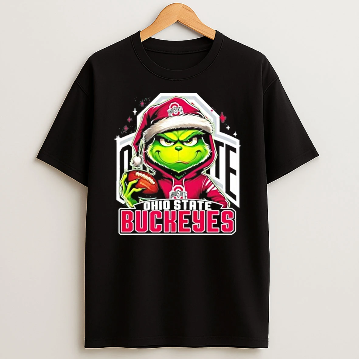 2025 Santa Grinch X Ohio State Buckeyes Logo Baseball Tshirt Hoodie