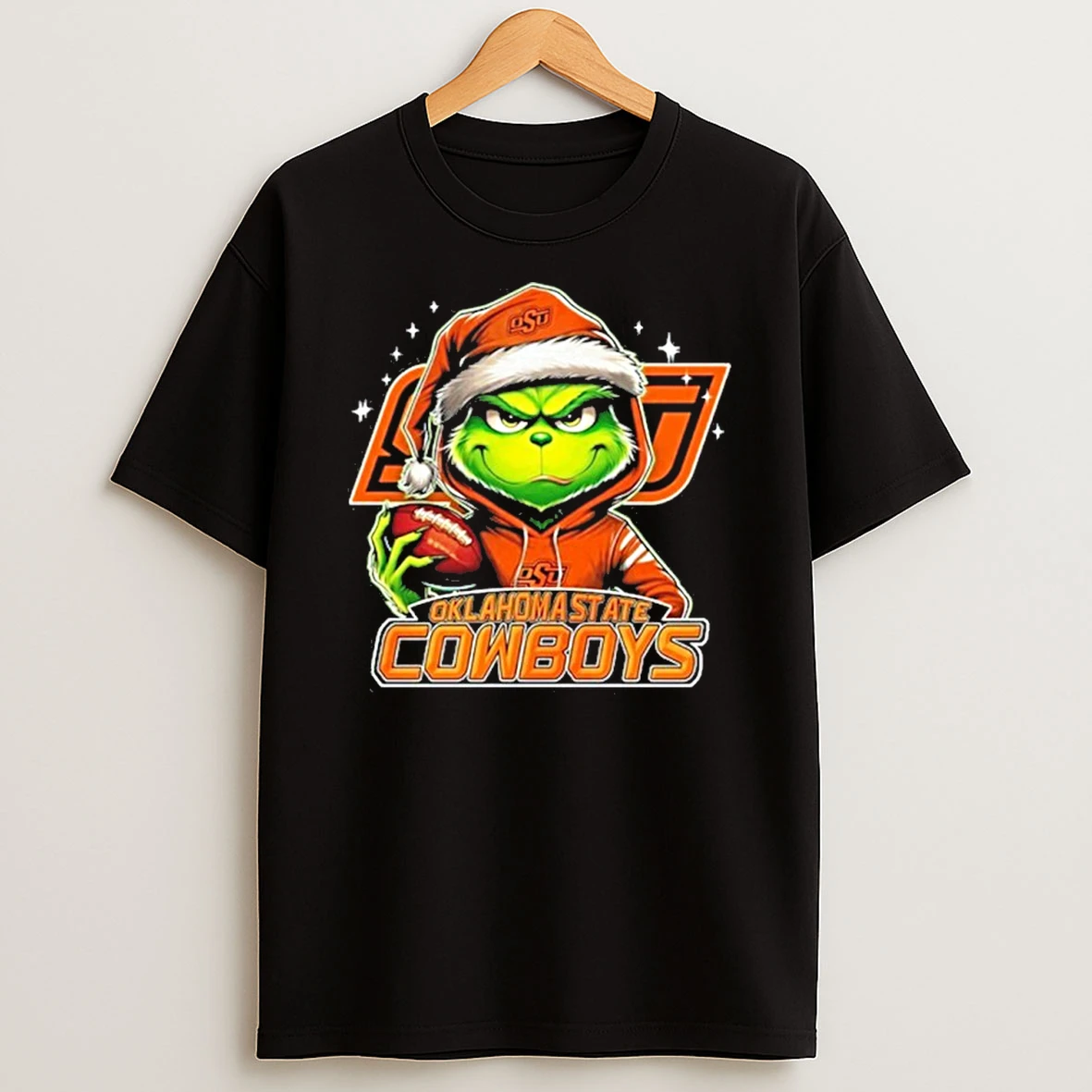 2025 Santa Grinch X Oklahoma State Cowboys Logo Baseball Tshirt Hoodie