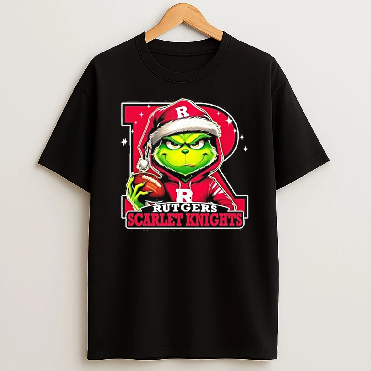 2025 Santa Grinch X Rutgers Scarlet Knights Logo Baseball Tshirt Hoodie